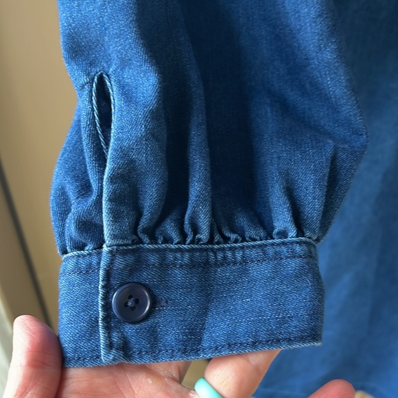 Gap Women’s XXL Essential Denim Shirt Dress Utility Pockets 3/4 Sleeve. Med Wash - Picture 6 of 8